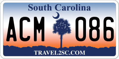 SC license plate ACM086