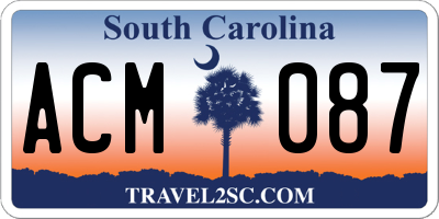 SC license plate ACM087