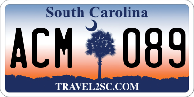 SC license plate ACM089