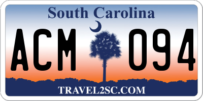 SC license plate ACM094
