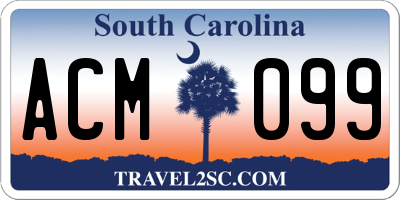 SC license plate ACM099