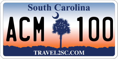 SC license plate ACM100