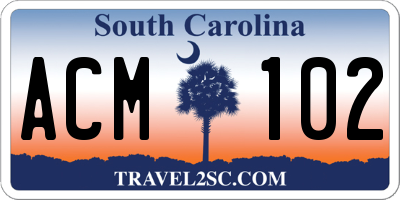 SC license plate ACM102