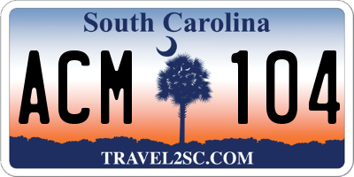 SC license plate ACM104