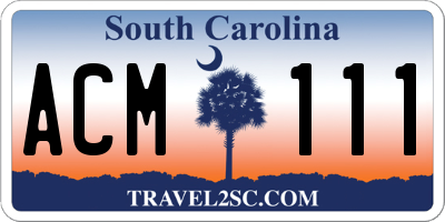 SC license plate ACM111