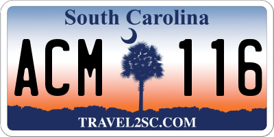 SC license plate ACM116