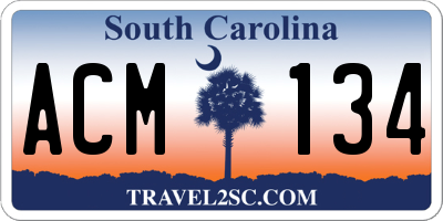 SC license plate ACM134