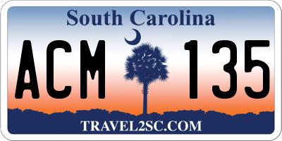 SC license plate ACM135