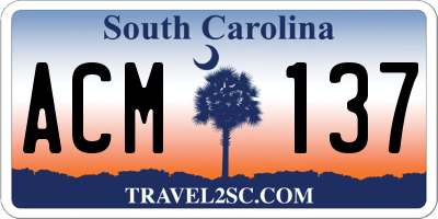 SC license plate ACM137