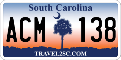 SC license plate ACM138
