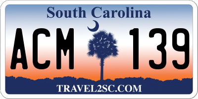 SC license plate ACM139