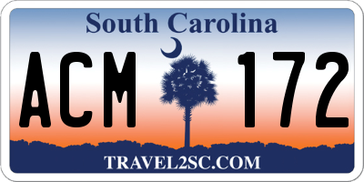 SC license plate ACM172