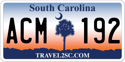 SC license plate ACM192