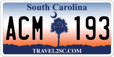 SC license plate ACM193