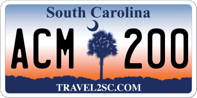SC license plate ACM200