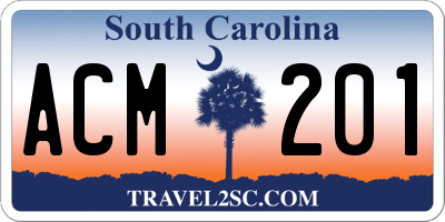 SC license plate ACM201