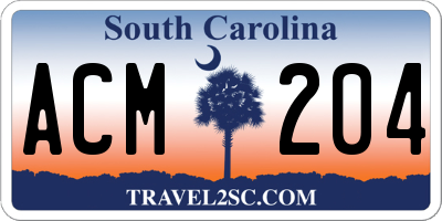 SC license plate ACM204