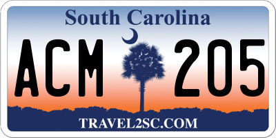 SC license plate ACM205