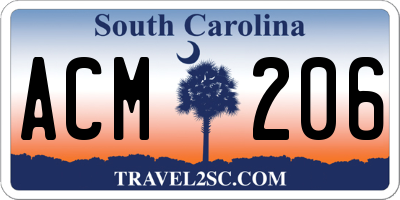 SC license plate ACM206