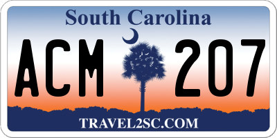 SC license plate ACM207