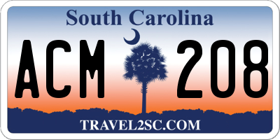 SC license plate ACM208