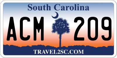 SC license plate ACM209
