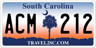 SC license plate ACM212