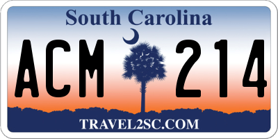 SC license plate ACM214