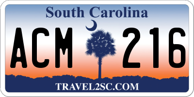 SC license plate ACM216