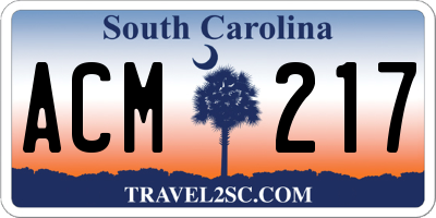 SC license plate ACM217