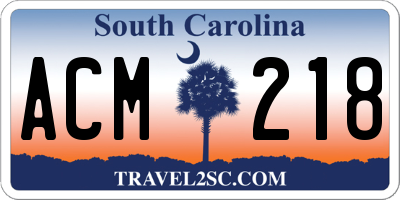 SC license plate ACM218