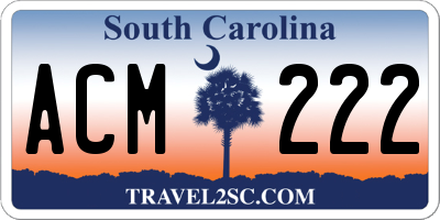 SC license plate ACM222