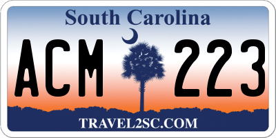 SC license plate ACM223