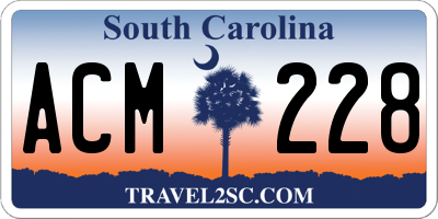 SC license plate ACM228