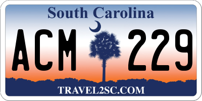 SC license plate ACM229