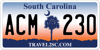 SC license plate ACM230
