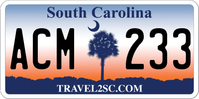 SC license plate ACM233