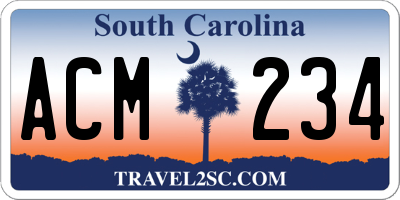 SC license plate ACM234