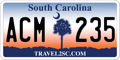 SC license plate ACM235