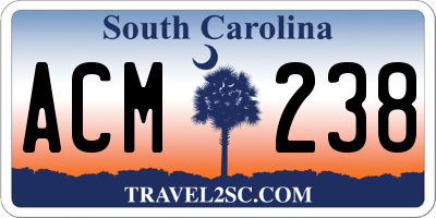 SC license plate ACM238