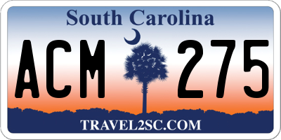 SC license plate ACM275