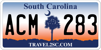 SC license plate ACM283