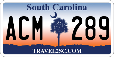 SC license plate ACM289