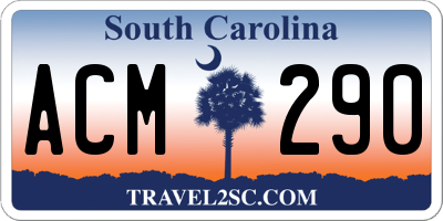 SC license plate ACM290