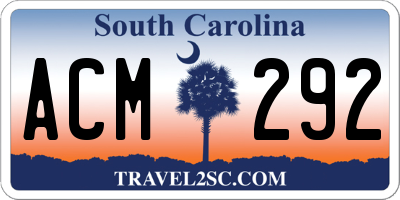 SC license plate ACM292