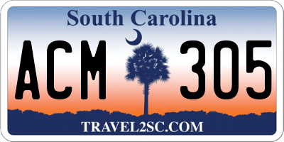 SC license plate ACM305