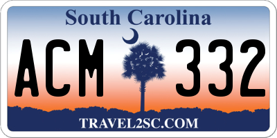 SC license plate ACM332