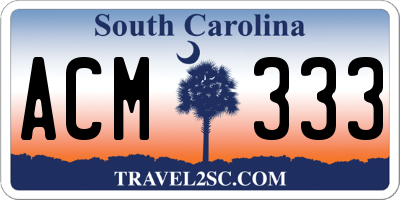 SC license plate ACM333