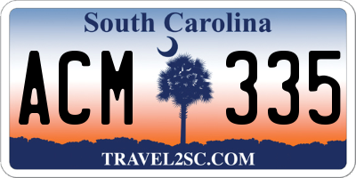 SC license plate ACM335