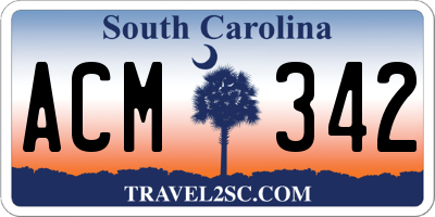 SC license plate ACM342